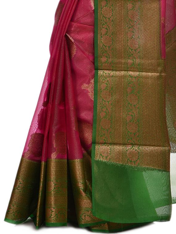 self design banarasi saree with blouse - 17087471 - Zoom Image - 4