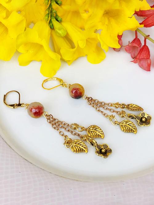 gold brass drop earring - 17087719 - Standard Image - 1