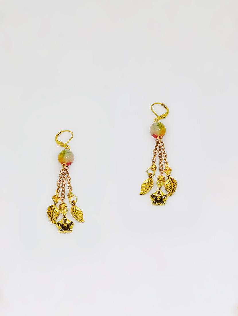 gold brass drop earring - 17087719 - Zoom Image - 2