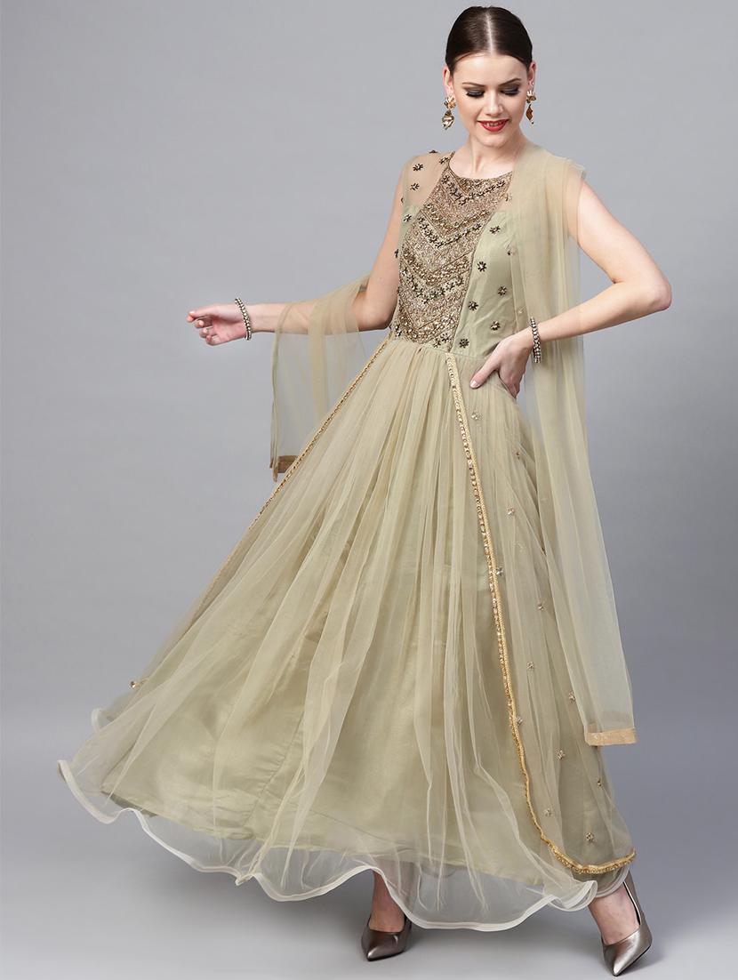 embellished net flared gown - 17087757 - Zoom Image - 1