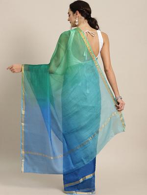 solid plain saree with blouse - 17087809 - Standard Image - 2