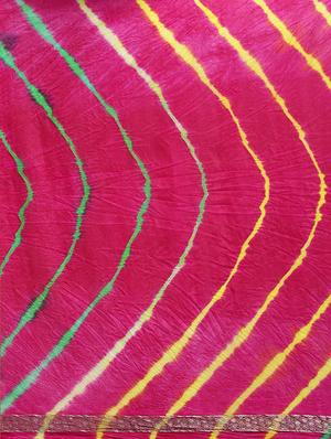pink silk blend tie & dye saree with blouse - 17087825 - Standard Image - 4