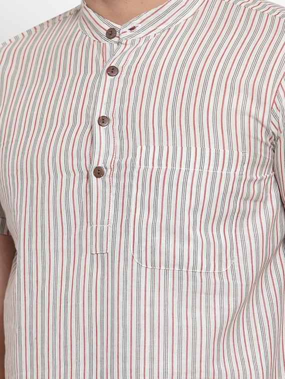 beige striped short kurta - 17088831 - Zoom Image - 5