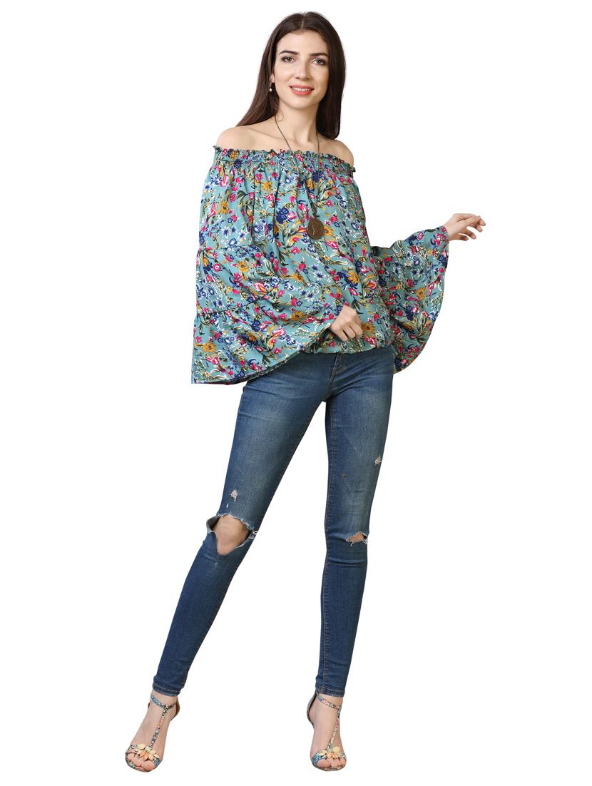 bell sleeves floral top - 17088875 - Zoom Image - 4
