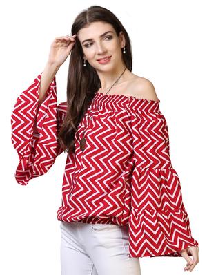 off shoulder chevron top - 17088878 - Standard Image - 2