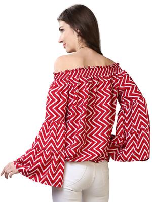off shoulder chevron top - 17088878 - Standard Image - 3