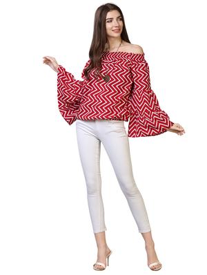 off shoulder chevron top - 17088878 - Standard Image - 4