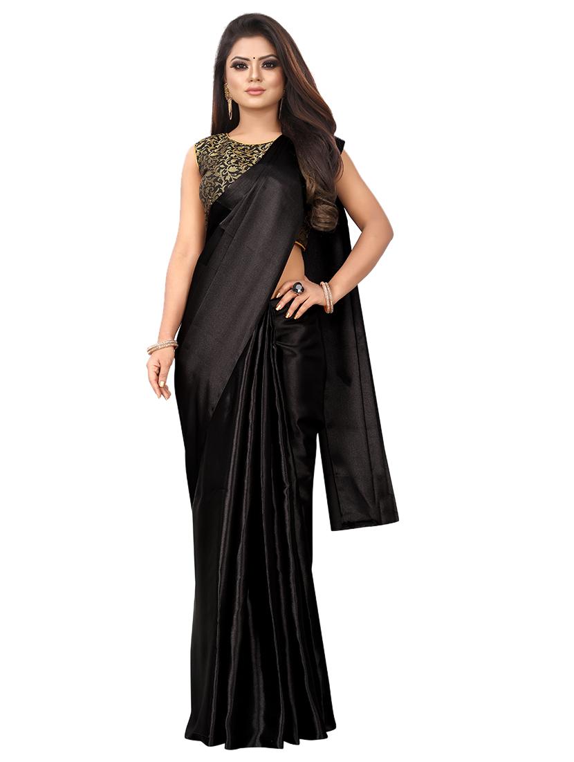 solid plain saree with blouse - 17089002 - Zoom Image - 1