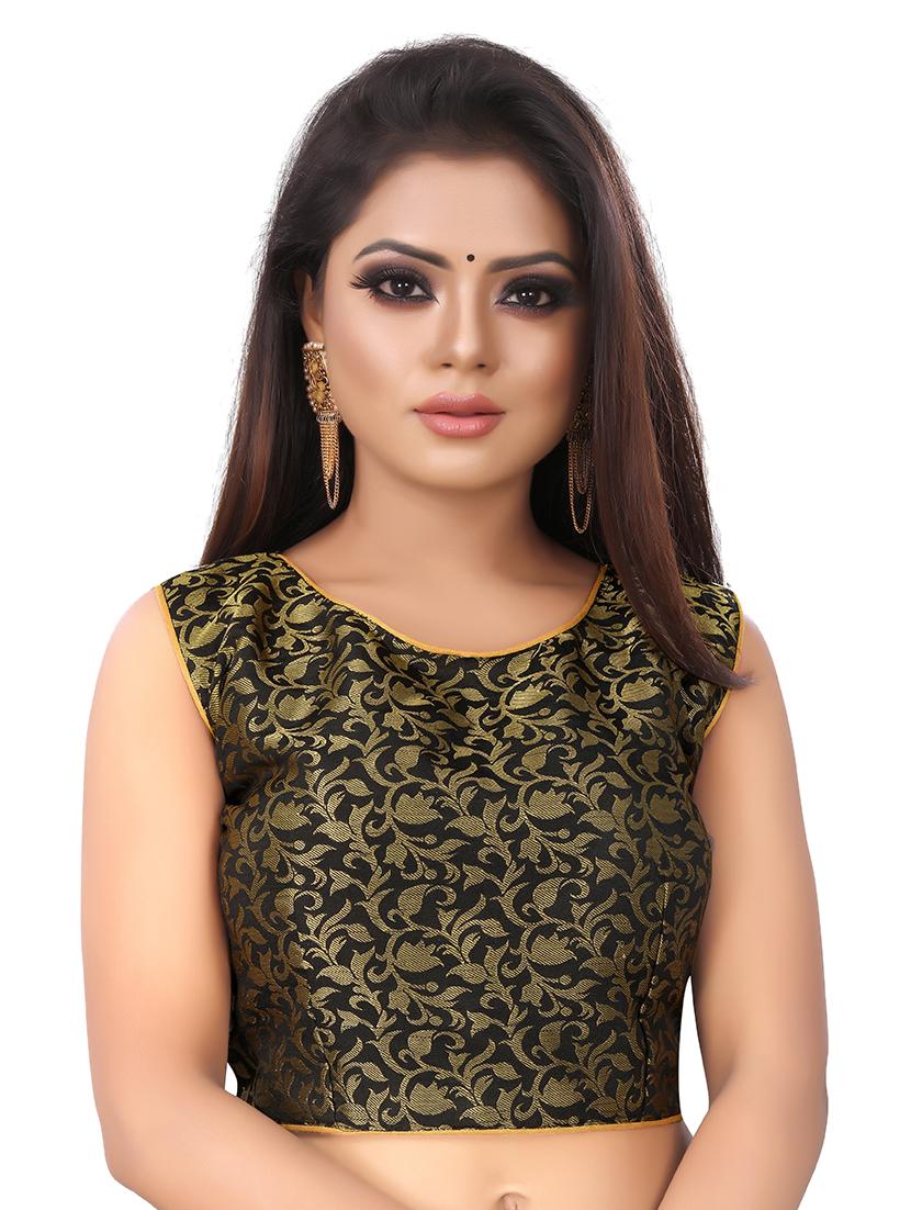 solid plain saree with blouse - 17089002 - Zoom Image - 3