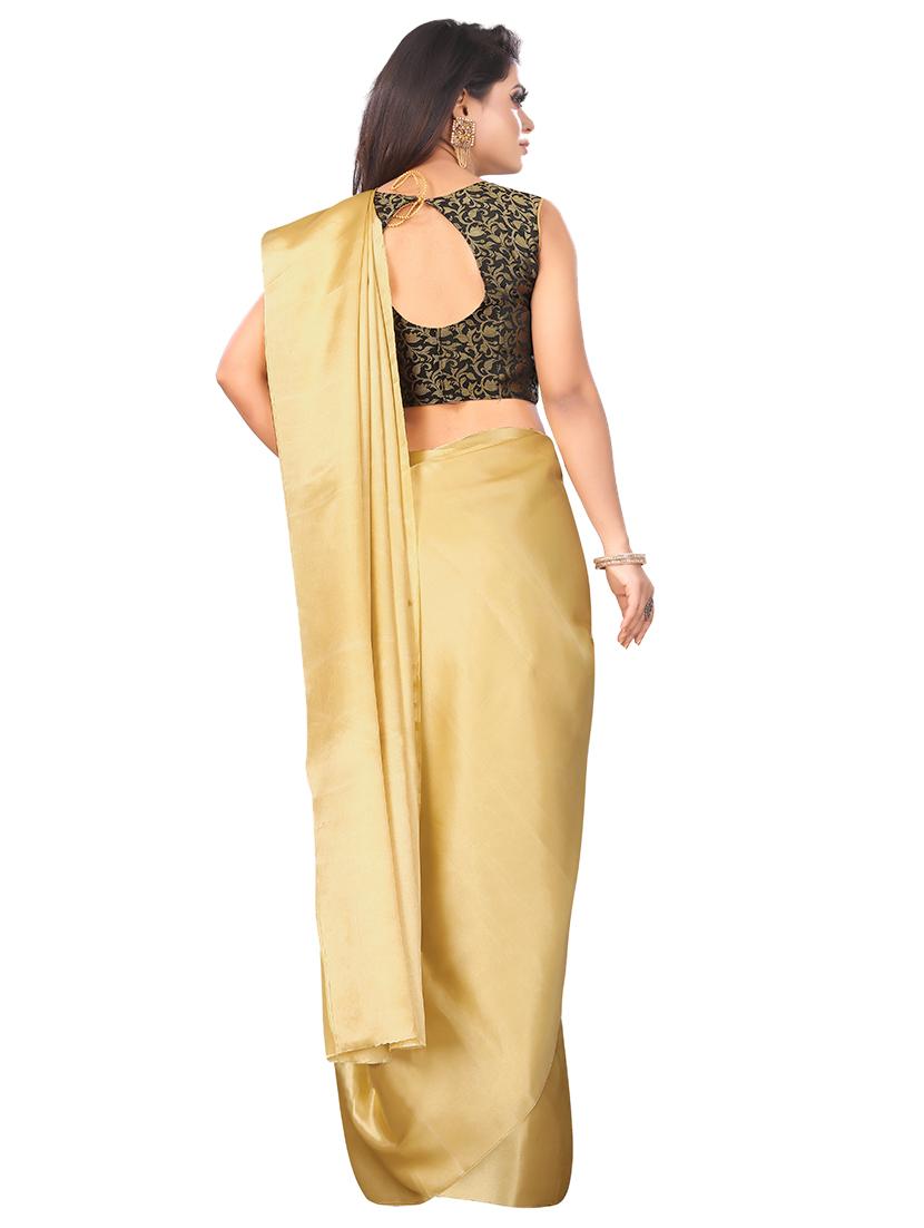 solid plain saree with blouse - 17089003 - Zoom Image - 2
