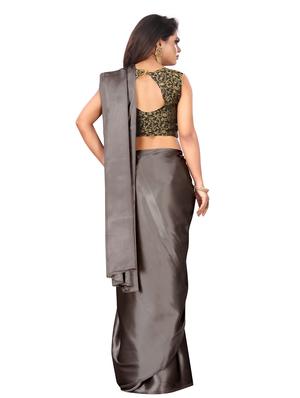 solid plain saree with blouse - 17089004 - Standard Image - 2