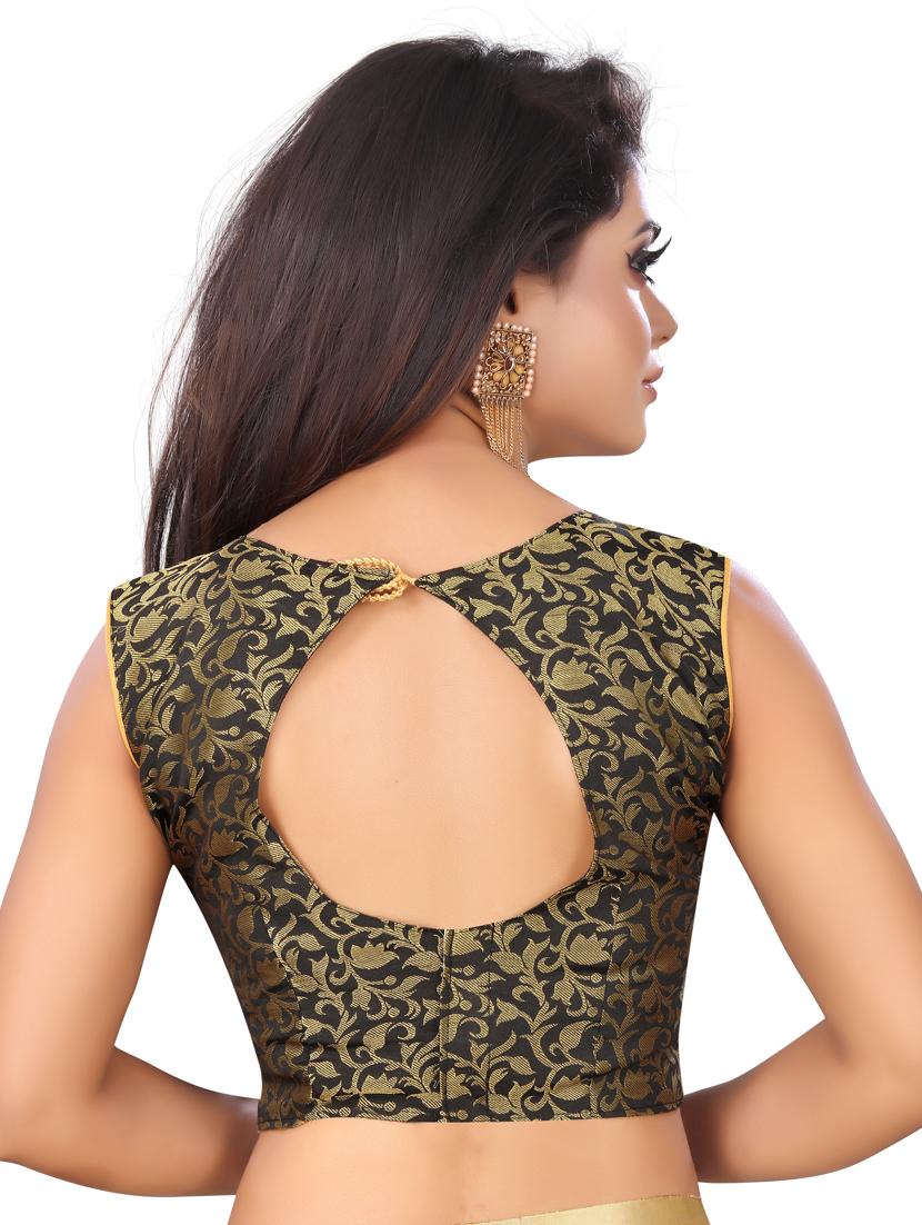 solid plain saree with blouse - 17089004 - Zoom Image - 4