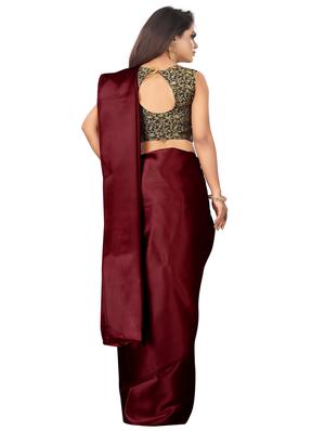 solid plain saree with blouse - 17089005 - Standard Image - 2
