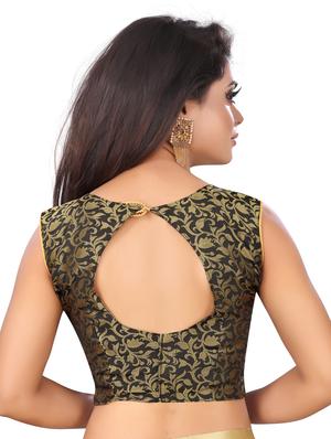 solid plain saree with blouse - 17089005 - Standard Image - 4