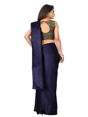 solid plain saree with blouse - 17089006 - Standard Image - 2