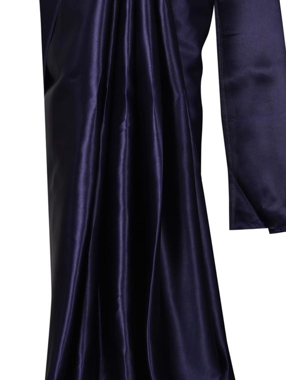 solid plain saree with blouse - 17089006 - Zoom Image - 5