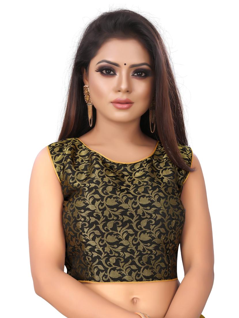 solid plain saree with blouse - 17089008 - Zoom Image - 3