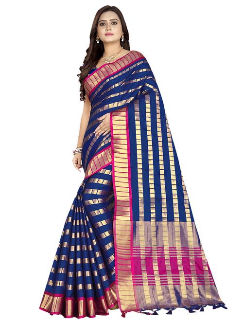 self design bordered saree with blouse - 17089044 - Standard Image - 1