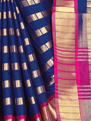 self design bordered saree with blouse - 17089044 - Standard Image - 3