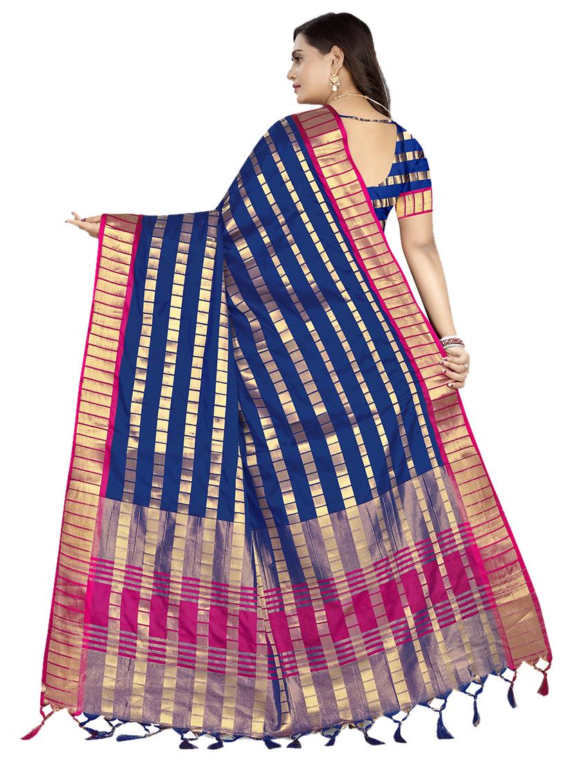 self design bordered saree with blouse - 17089044 - Zoom Image - 2