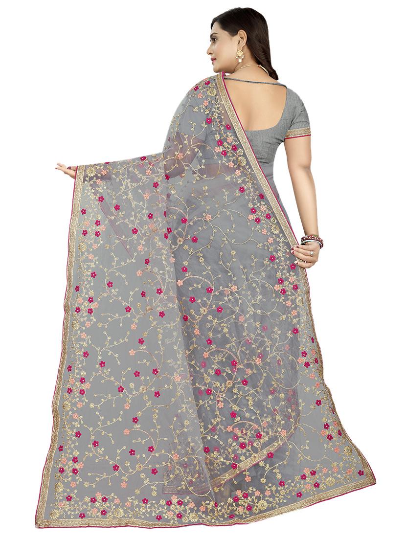 pastel embroidered saree with blouse - 17089047 - Zoom Image - 2
