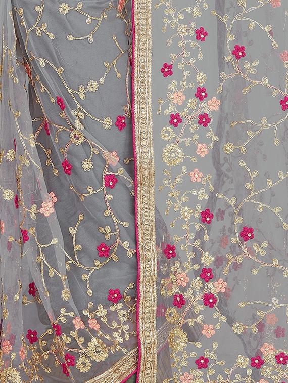 pastel embroidered saree with blouse - 17089047 - Zoom Image - 3