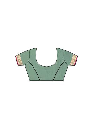 olive. net embroidered saree with blouse - 17089050 - Standard Image - 4