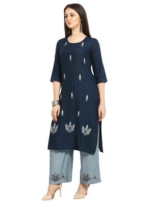 embroidered kurta palazzo set - 17089061 - Standard Image - 2