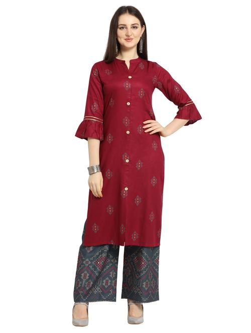 bell sleeves kurta palazzo set - 17089065 - Standard Image - 1