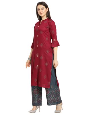 bell sleeves kurta palazzo set - 17089065 - Standard Image - 2