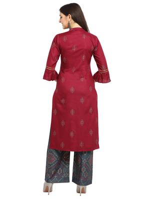 bell sleeves kurta palazzo set - 17089065 - Standard Image - 3