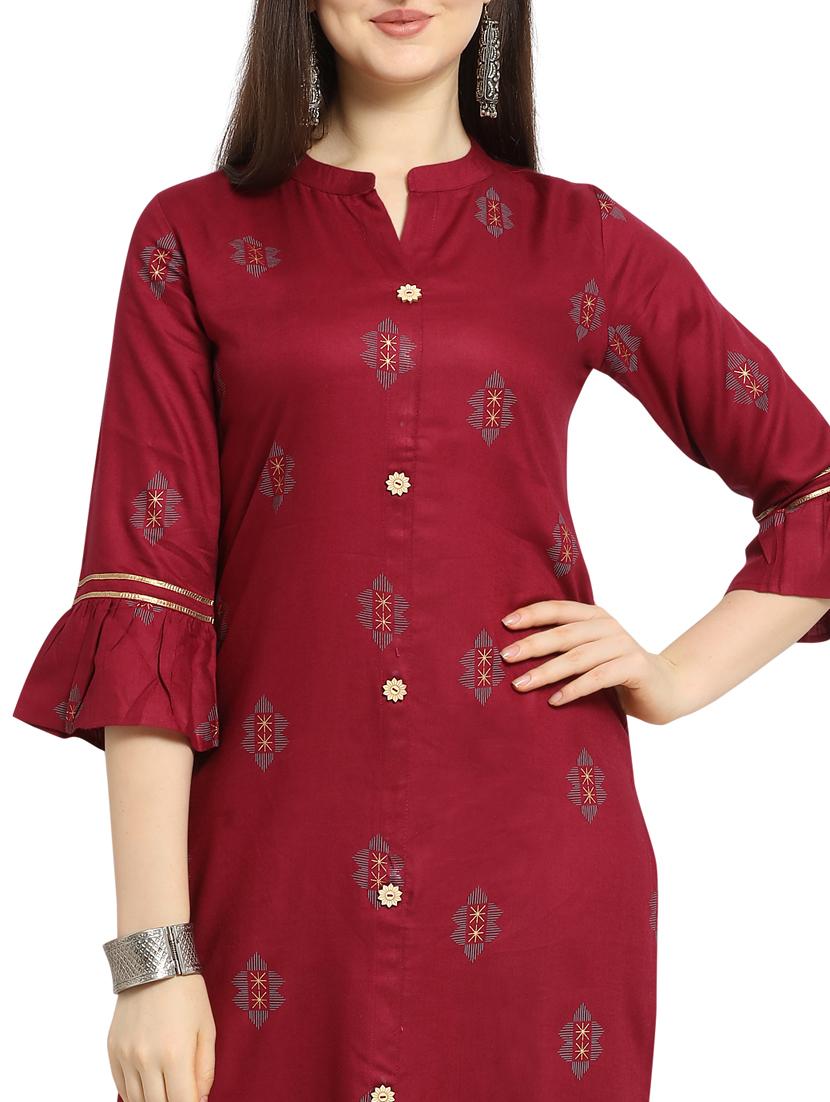 bell sleeves kurta palazzo set - 17089065 - Zoom Image - 4