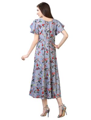 purple crepe aline dress - 17089108 - Standard Image - 3