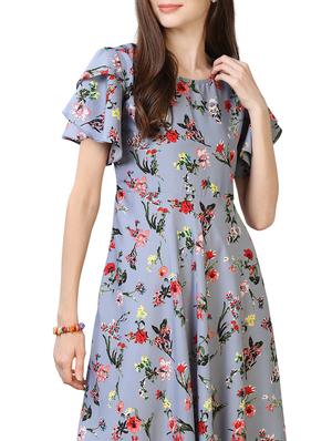 purple crepe aline dress - 17089108 - Standard Image - 4