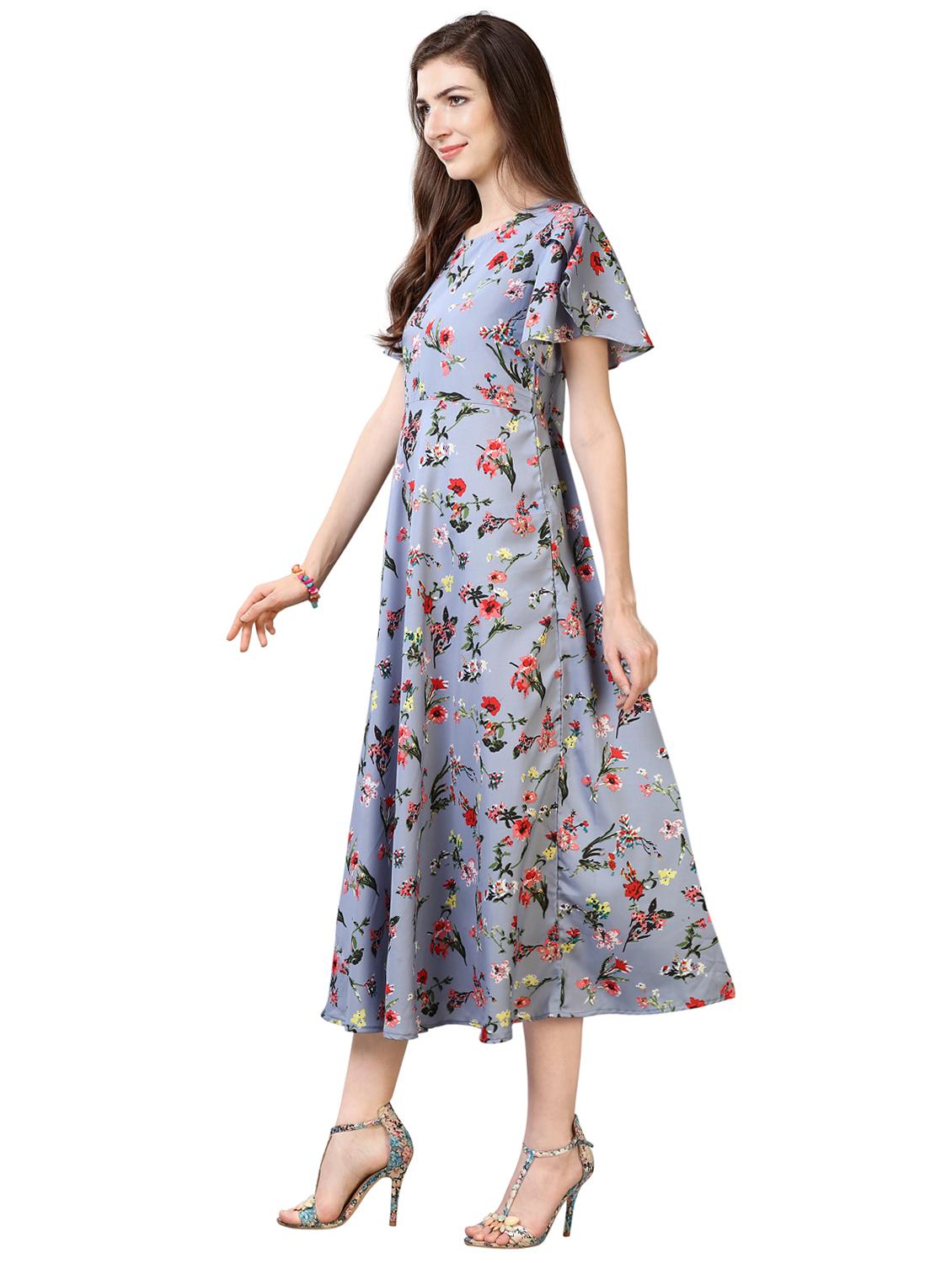 purple crepe aline dress - 17089108 - Zoom Image - 2