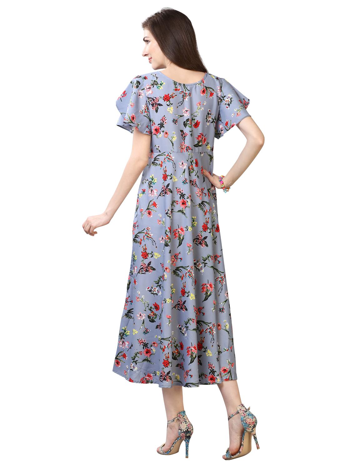 purple crepe aline dress - 17089108 - Zoom Image - 3