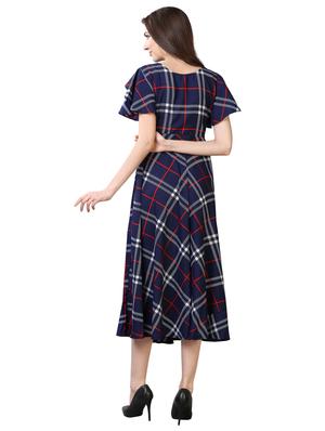 blue crepe aline dress - 17089110 - Standard Image - 3