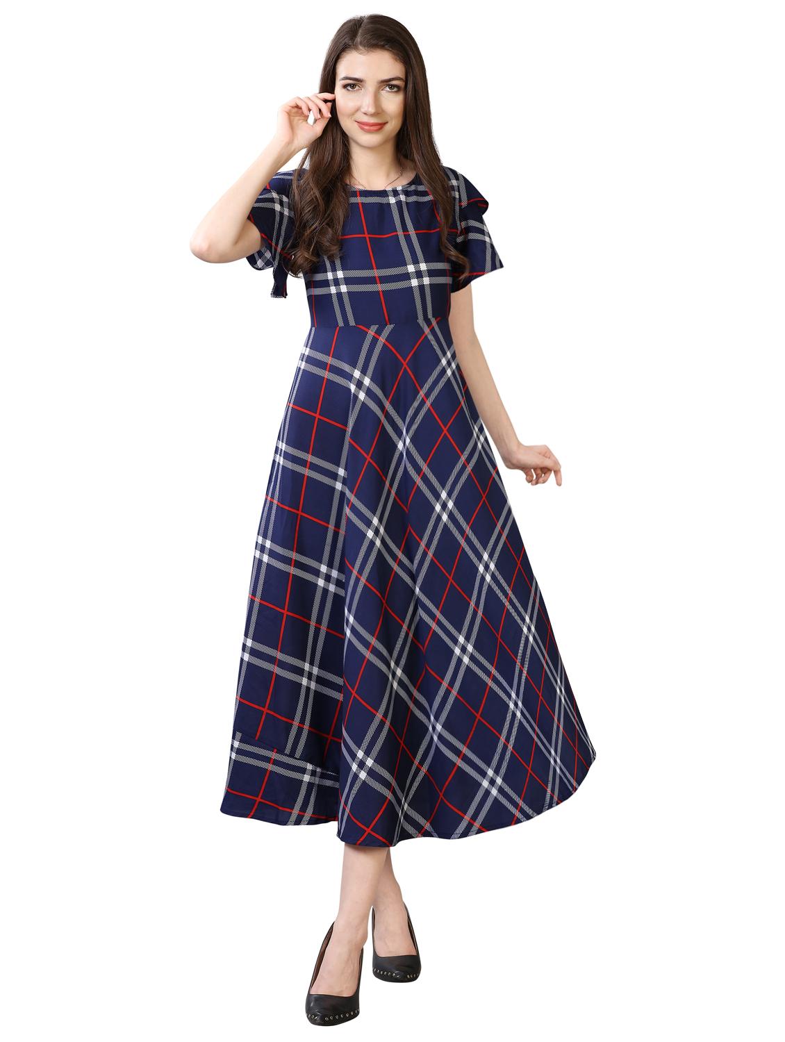 blue crepe aline dress - 17089110 - Zoom Image - 1