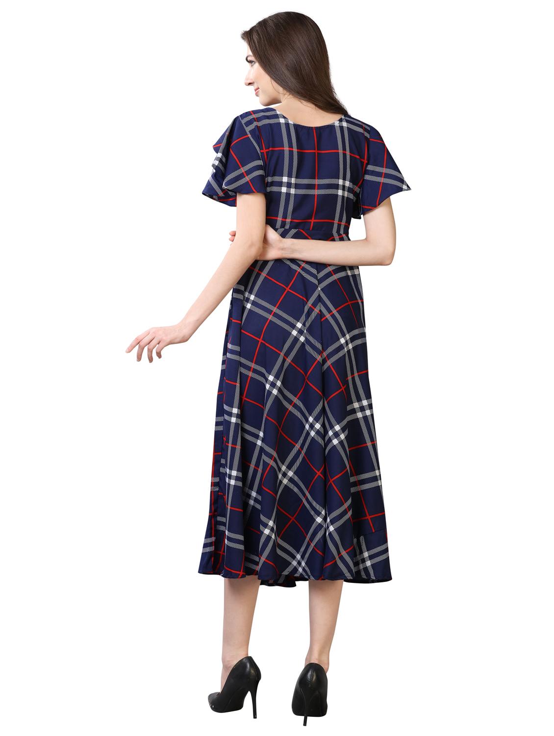 blue crepe aline dress - 17089110 - Zoom Image - 3