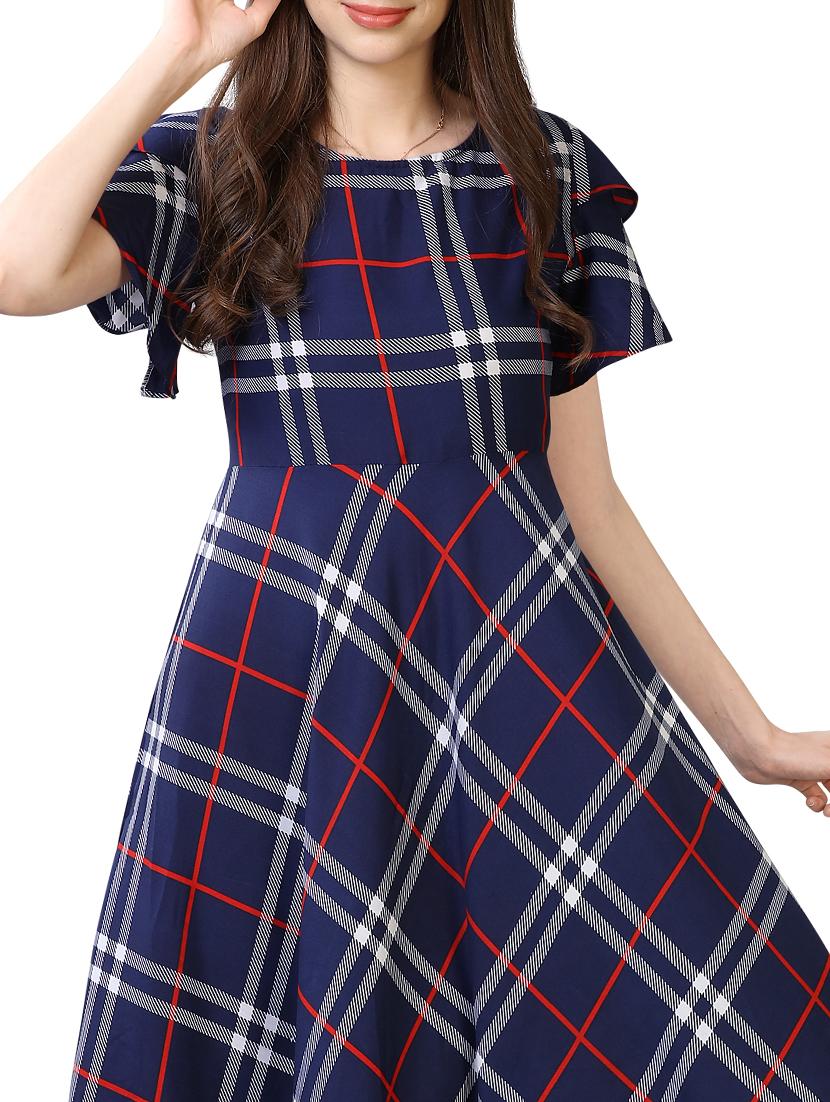 blue crepe aline dress - 17089110 - Zoom Image - 4