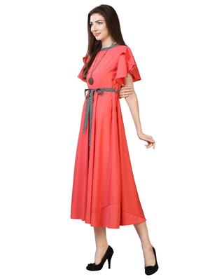 pink crepe aline dress - 17089116 - Standard Image - 2