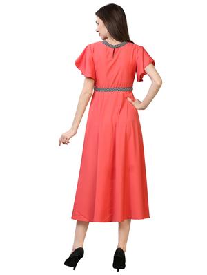 pink crepe aline dress - 17089116 - Standard Image - 3