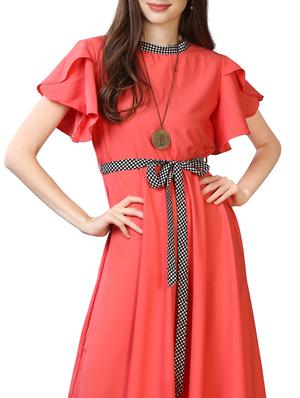 pink crepe aline dress - 17089116 - Standard Image - 4