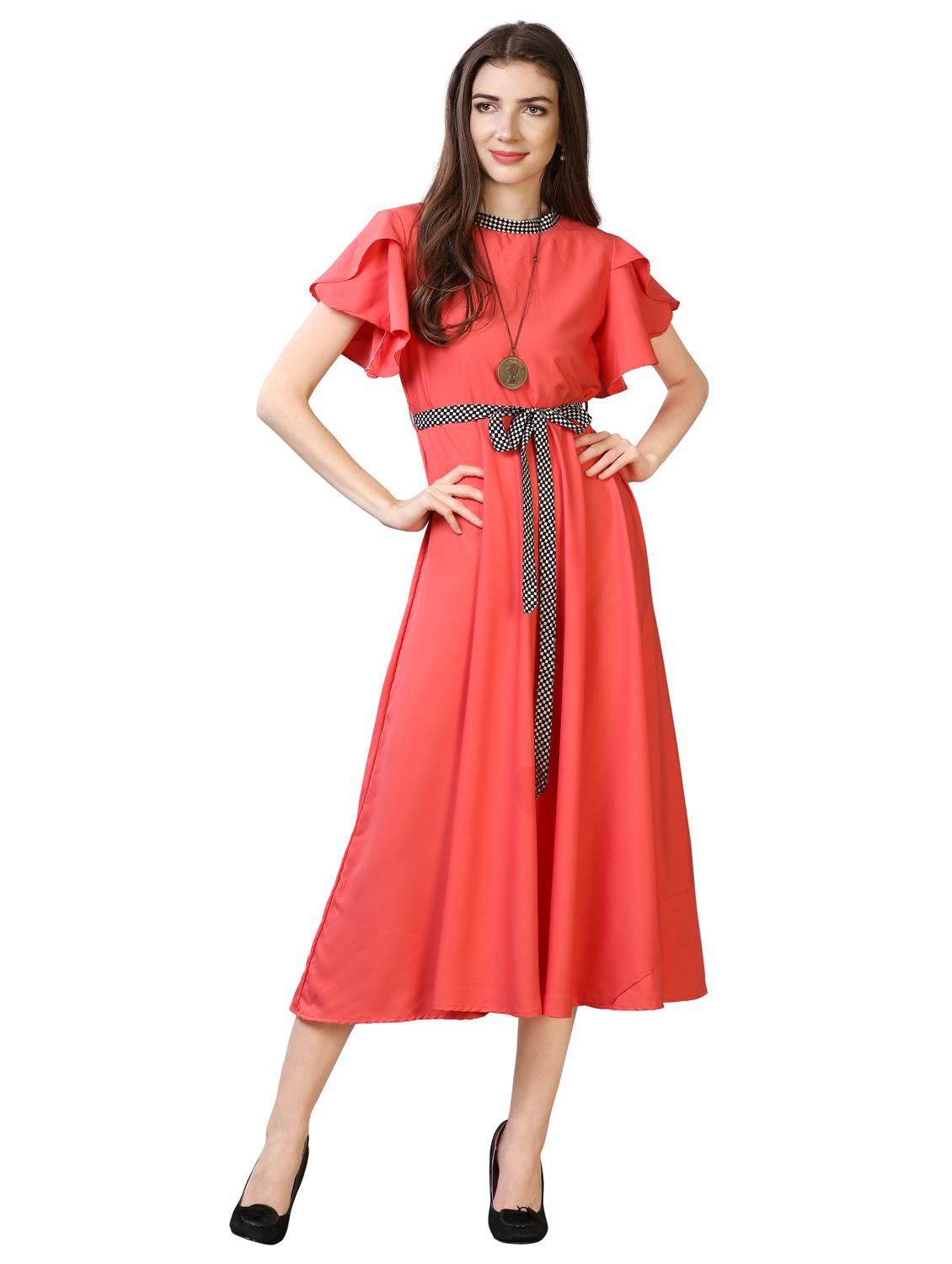 pink crepe aline dress - 17089116 - Zoom Image - 1