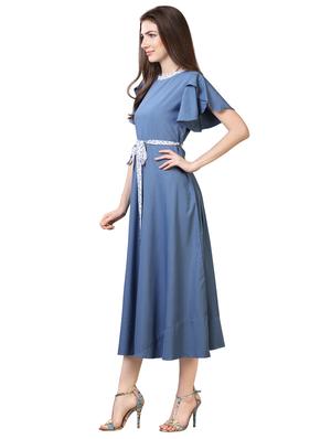 blue crepe aline dress - 17089117 - Standard Image - 2