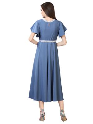 blue crepe aline dress - 17089117 - Standard Image - 3