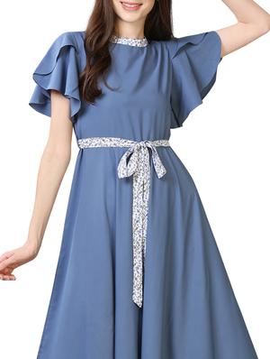 blue crepe aline dress - 17089117 - Standard Image - 4