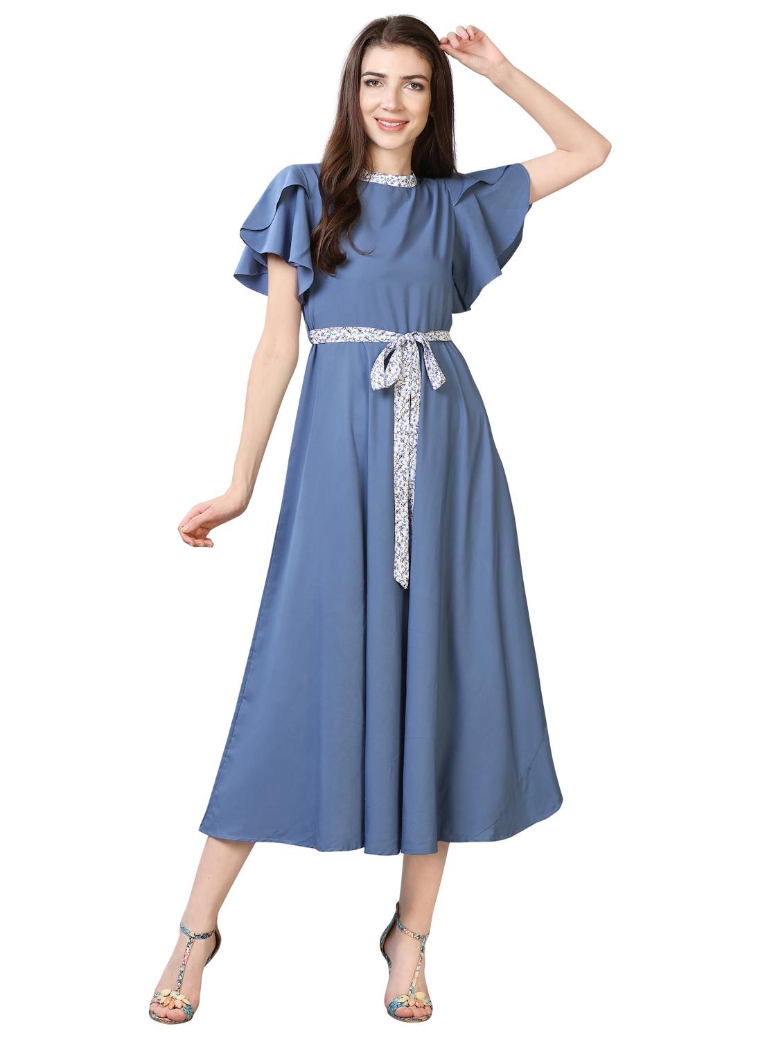 blue crepe aline dress - 17089117 - Zoom Image - 1