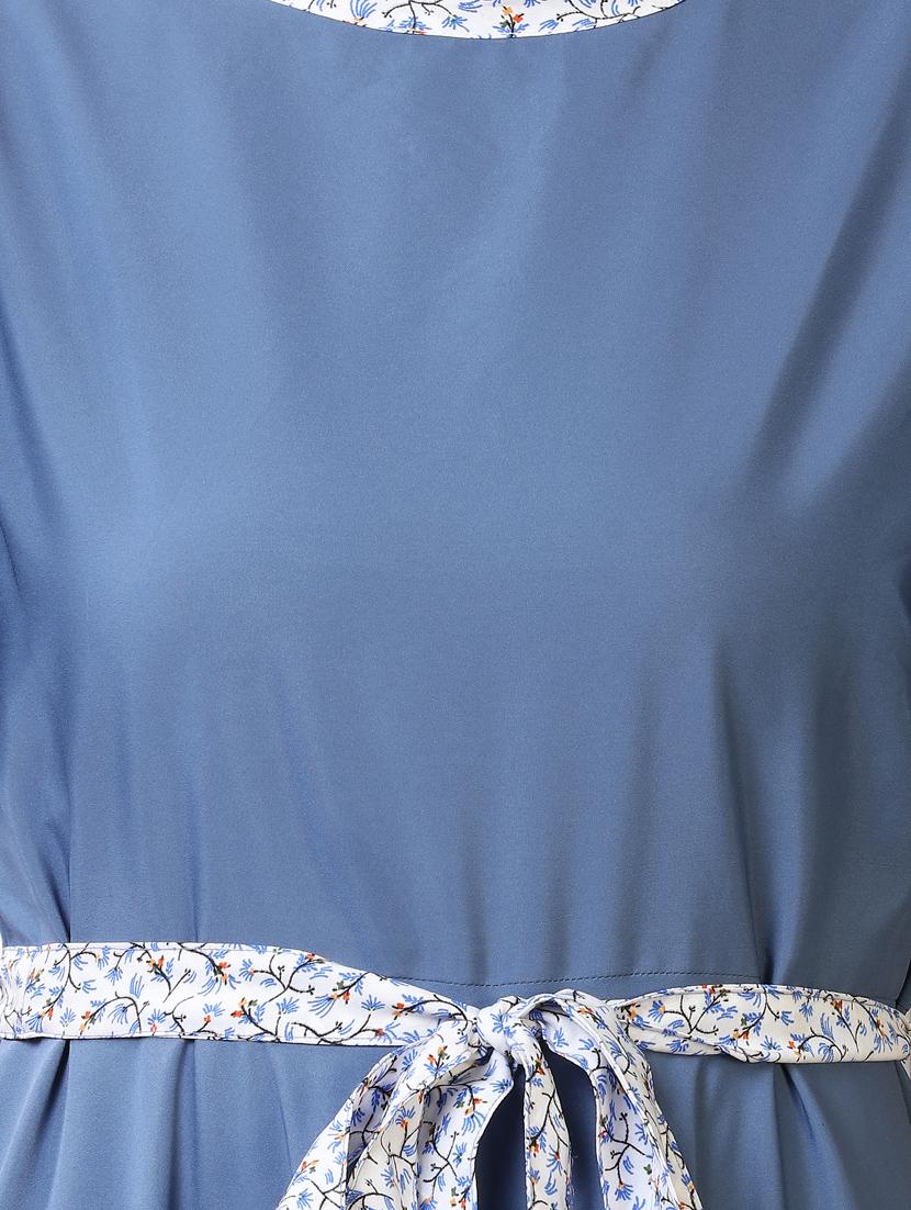 blue crepe aline dress - 17089117 - Zoom Image - 5