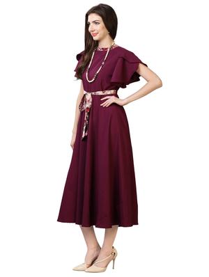 purple crepe aline dress - 17089119 - Standard Image - 2